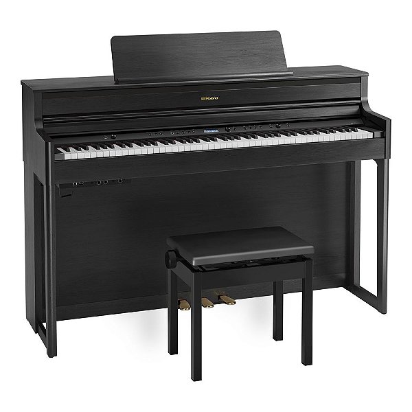 Piano Digital 88 Teclas Roland HP704-CH Charcoal Black com Suporte e Banco