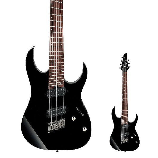 Guitarra 7 Cordas Multi Escala Ibanez RGMS7 BK Multi Scale Black