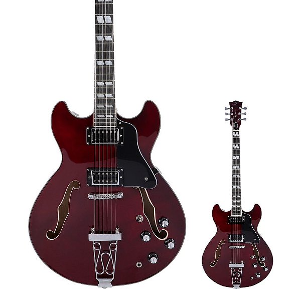 Guitarra Semi Acústica Michael GM1159N WR Jazz Action Wine Red