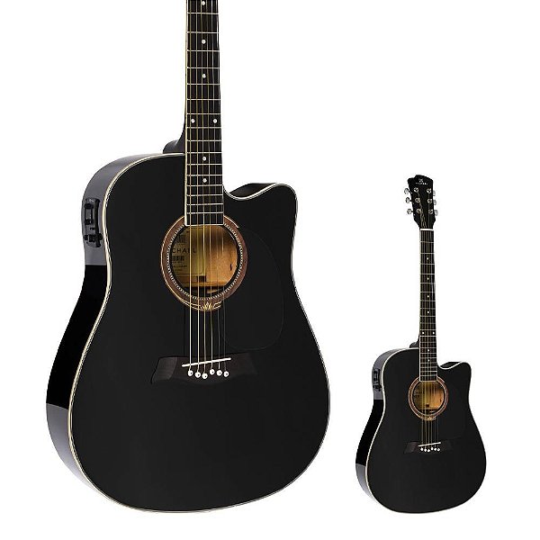 OUTLET Violão Elétrico Folk Cutway Michael VMF361 Black com Bag