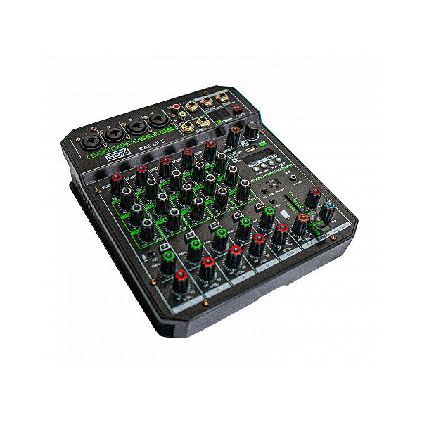 Mesa de Som 6 Canais Analógica BOXX GA6 Live Easy Musical Mini Mixer com USB e Efeitos