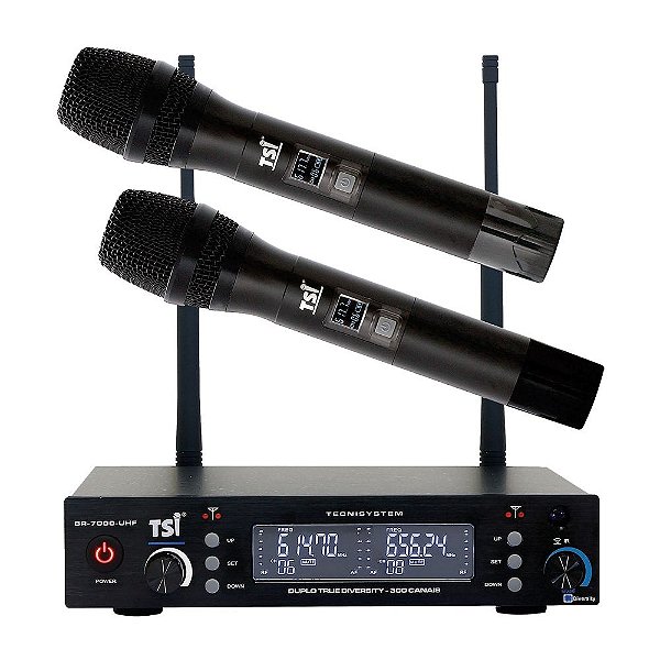 Sistema Sem Fio para Microfone Multicanal UHF TSI BR-7000-UHF com 2 Microfones