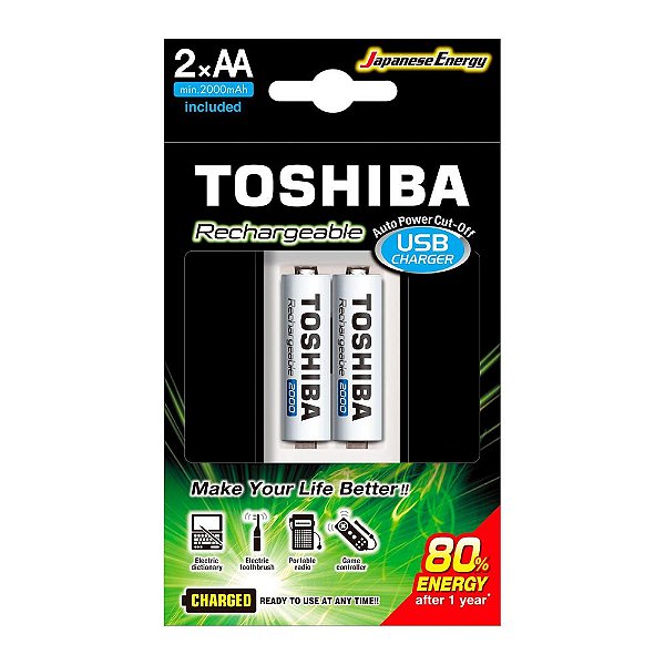 Carregador de Pilhas USB AA/AAA Toshiba TNHC-CU