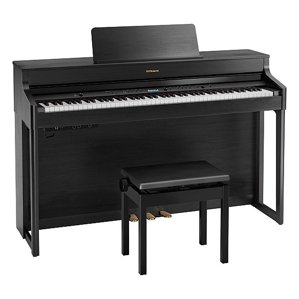 Piano Digital 88 Teclas Roland HP702 Charcoal Black com Banco