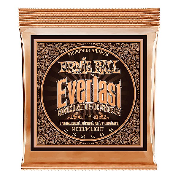 Encordoamento Coated Ernie Ball Everlast Violão Aço 012 - 054 Fósforo Bronze #Progressivo