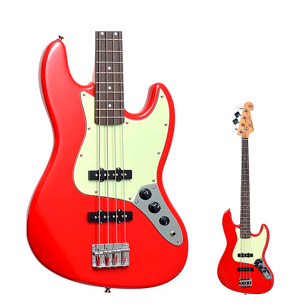 Baixo 4 Cordas Jazz Bass SX SJB62+/FR Fiesta Red com Bag