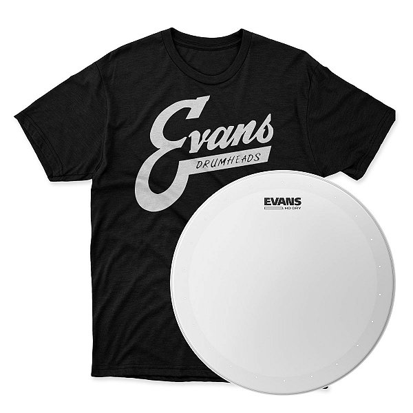 Kit Pele para Caixa 14” Evans HD Dry + Camiseta