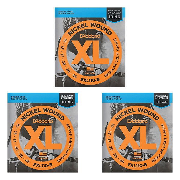 Kit 3 Encordoamentos D’Addario Guitarra D’addario EXL110 #Progressivo