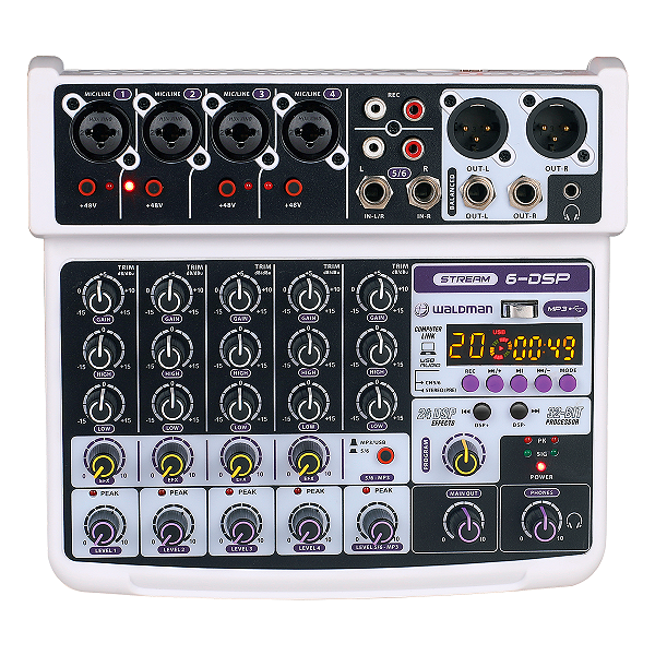 Mixer 6 Canais Analógica Waldman ST-6DSP com Efeitos, USB e Interface