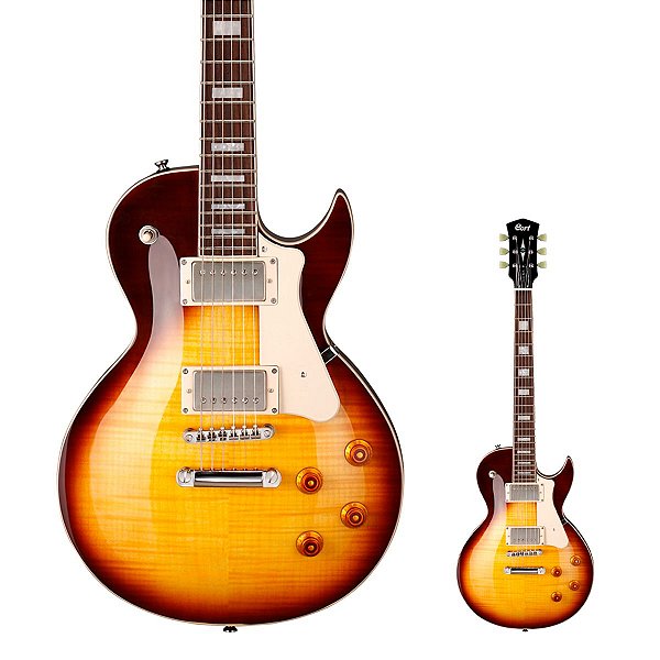Guitarra Les Paul Tampo Flamed Maple Cort CR250 VB Vintage Burst