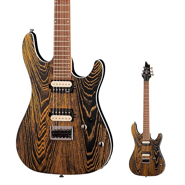 Guitarra Super Strato Captadores EMG Tampo Ash Cort KX300 Etched Black Gold
