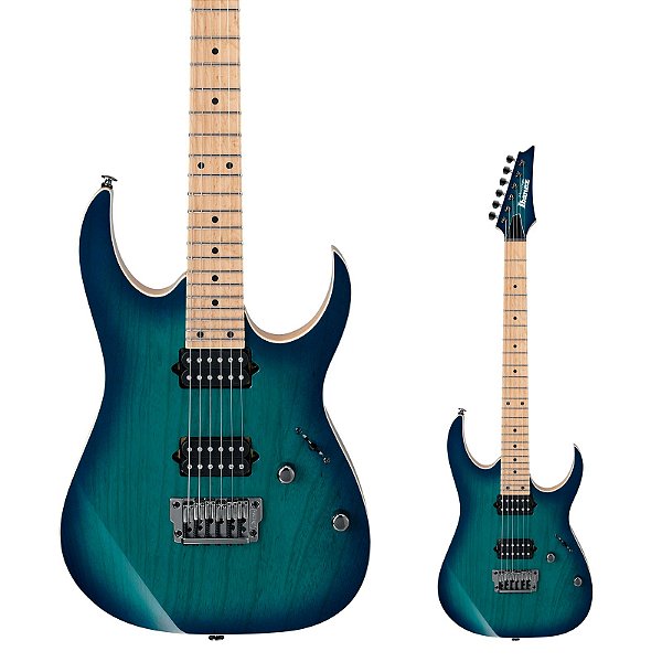 Guitarra Super Strato Japonesa Ibanez RG652AHMFX Nebula Green Burst com Case e captadores DiMarzio