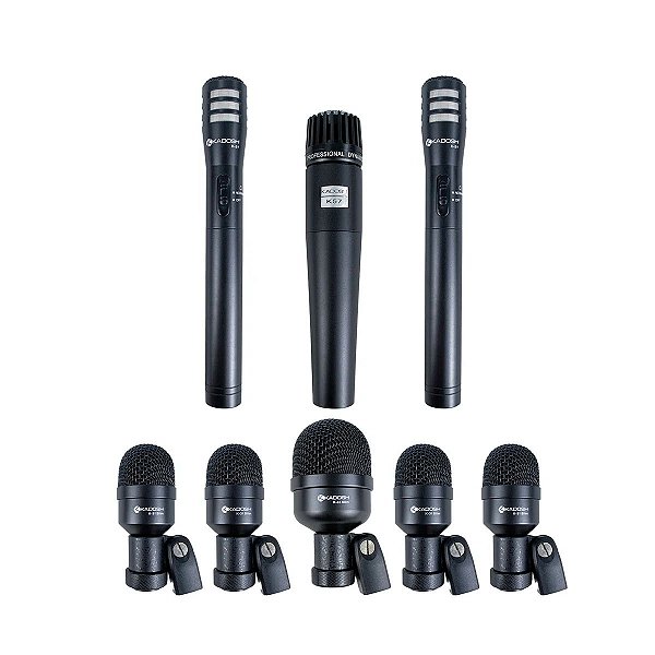 Kit Microfones para Bateria 8 Peças Kadosh K8 Slim com Case