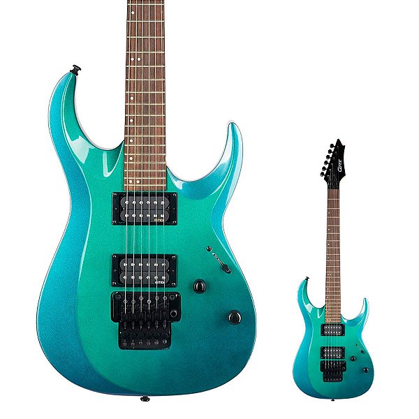 Guitarra Super Strato Floyd Rose Cort X300 Flip Blue com captadores EMG