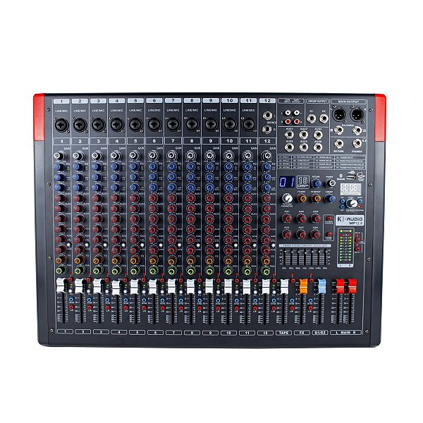 Mesa de Som 12 Canais 6 Auxiliares K-Audio MP 12.6 1ª Geração
