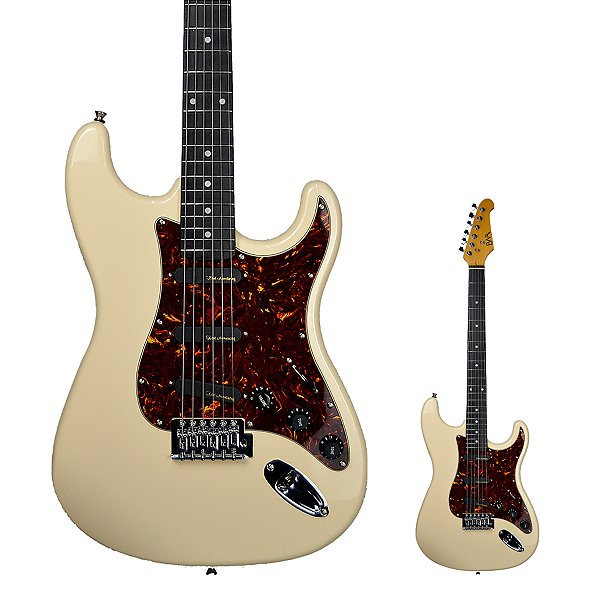 Guitarra Strato Captadores Noiseless Kent Armstrong EWA EWR200 VWH Vintage White