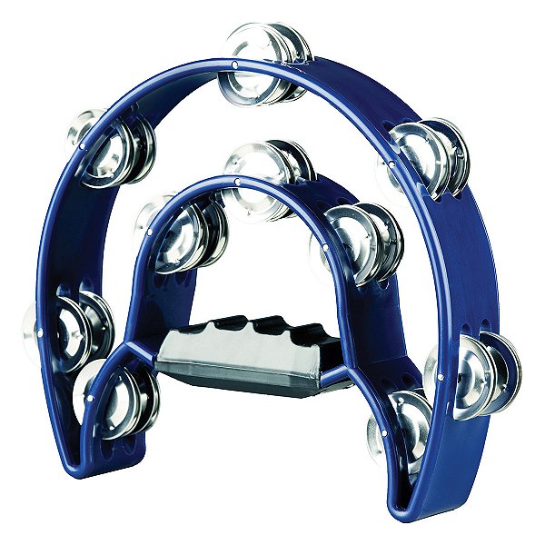 Pandeiro Meia Lua 10 Platinelas Duplas Premium TB-10 Azul