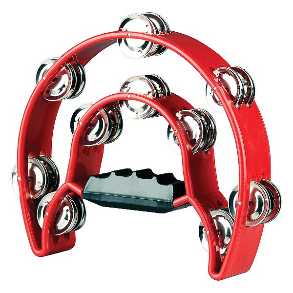 Pandeiro Meia Lua 10 Platinelas Duplas Premium TB-10 Vermelho