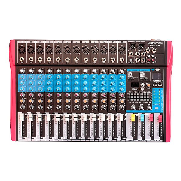 Mesa de Som 12 Canais Soundvoice MS122 EUX Bivolt com Efeitos e Bluetooth