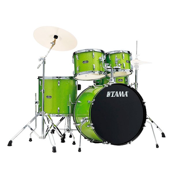 Bateria 22” 14” 10” 12” 16” Tama Stagestar ST52HG-LGS Lime Green Sparkle com Kit de Ferragens