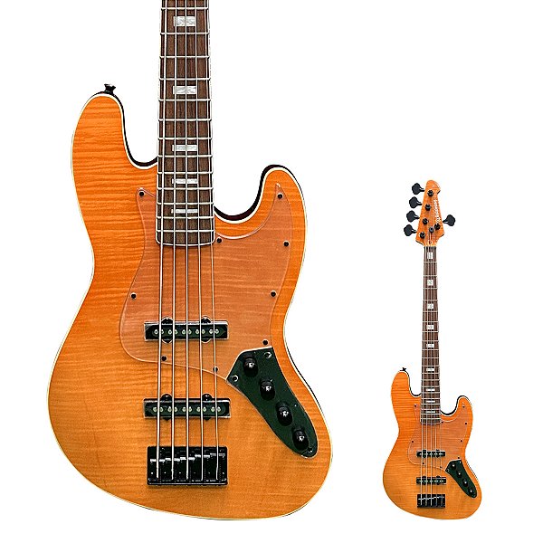 Baixo Ativo 5 Cordas Jazz Bass Waldman GJJ505A FAF Flamed Ash Finish