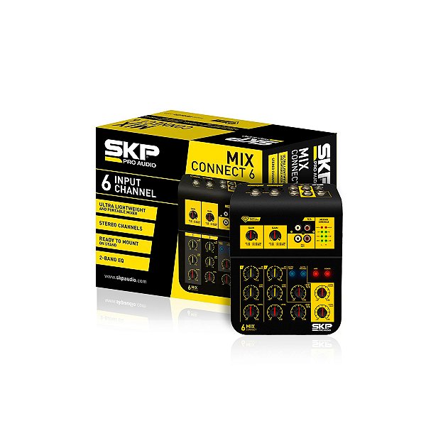 Mesa de Som 6 Canais Compacta SKP Mix Connect 6