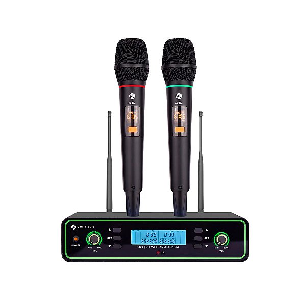 Microfone Sem Fio Duplo Recarregável Kadosh K422M-REC