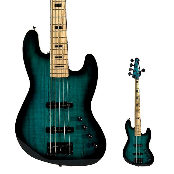 Baixo Ativo 5 cordas Jazz Bass Waldman GJJF455A SPBL Spalted Blue