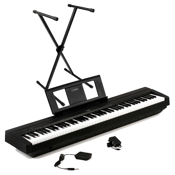 Kit Piano Digital 88 Teclas Yamaha P-45B com Suporte