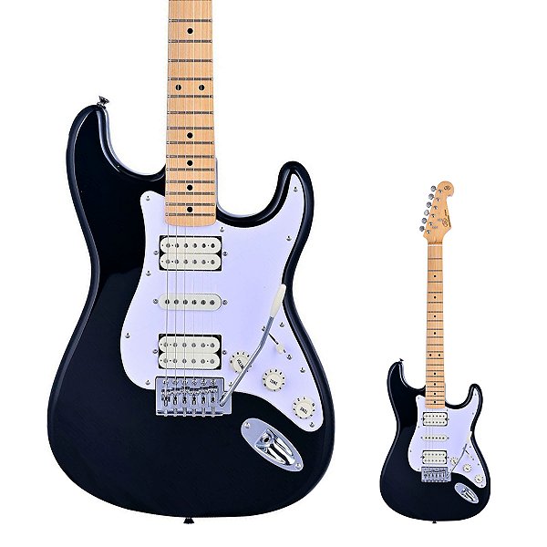 Guitarra Strato SX SST57+ HSH BK Black com Bag