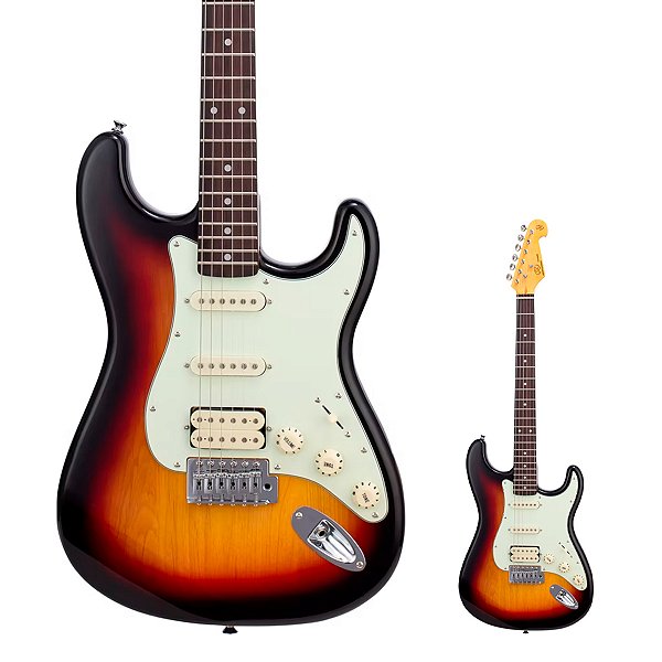 Guitarra Strato SX SST62+ HSS 3TS 3 Tone Sunburst com Bag
