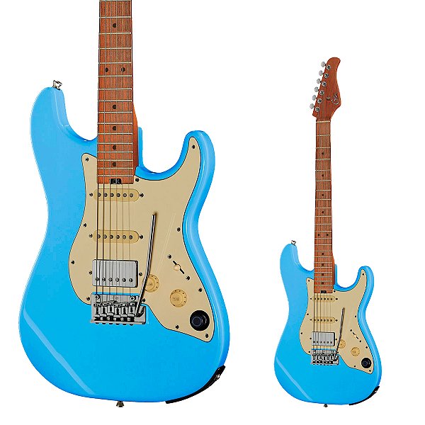 Guitarra Strato HSS Efeitos Mooer GTRS S801 SB Sonic Blue com Footswitch e Bag