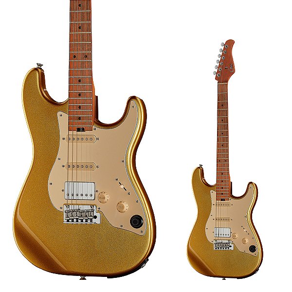 Guitarra Strato HSS Efeitos Mooer GTRS S801 G Gold com Footswitch e Bag