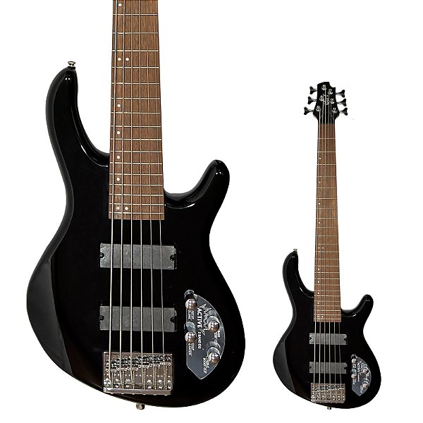 Baixo 6 Cordas Ativo Cort Action Bass VI Plus BK Black