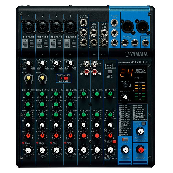 Mesa de Som 10 Canais Interface com Efeitos Yamaha MG10XU