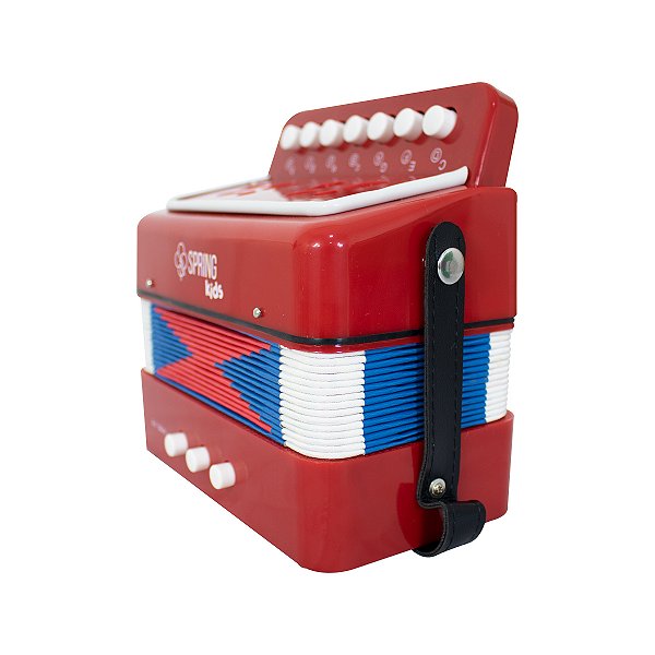 Acordeon Infantil 3 Baixos 7 Botões Spring Kids SPK-73VM Vermelho