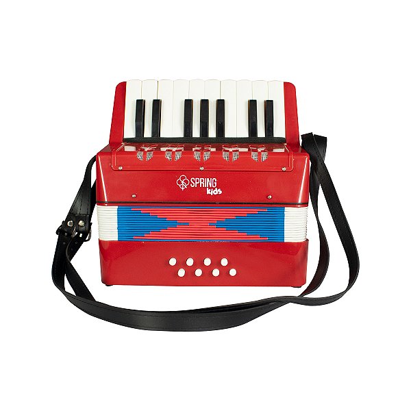 Acordeon Infantil 8 Baixos 17 Teclas Spring Kids SPK-17 Vermelho