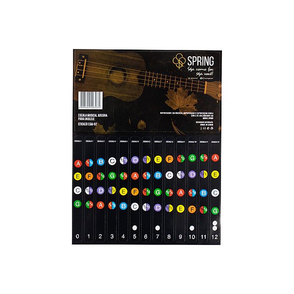 Cartela de Adesivos para Escala de Ukulele Spring ESM-02