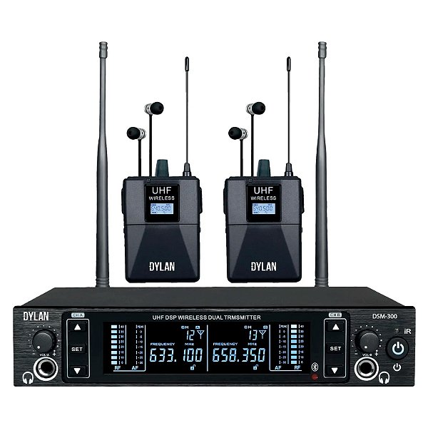 Sistema de Monitoração Sem Fio Duplo In Ear Dylan DSM-3000