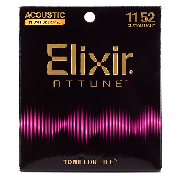Encordoamento 011 Violão Aço Elixir ATTUNE Custom Light
