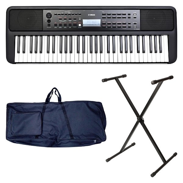 Kit Teclado Yamaha PSR-E383 com Capa e Suporte - Kit Start