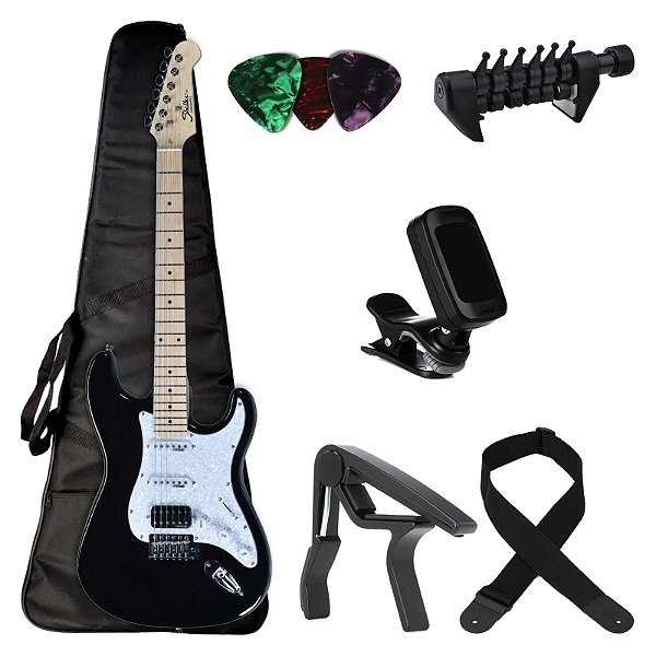 Kit Guitarra Strato Shelter SSW ASH PRO TBK com Acessórios - Kit Start