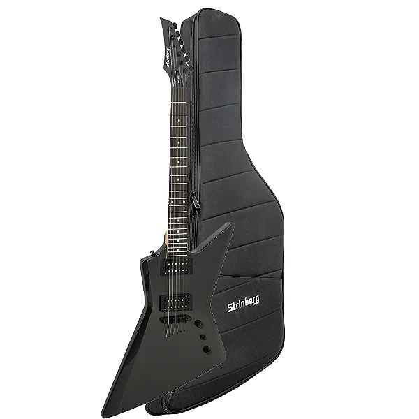 Guitarra Explorer Strinberg EXS480 OB Onyx Black com Capa