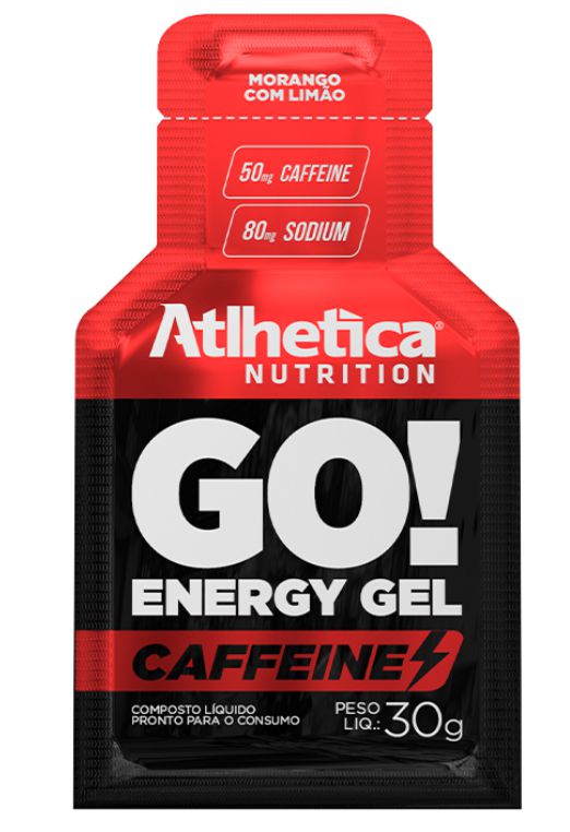 GO! Energy Gel Caffeine Morango com Limão- 1 Sachê de 30g.