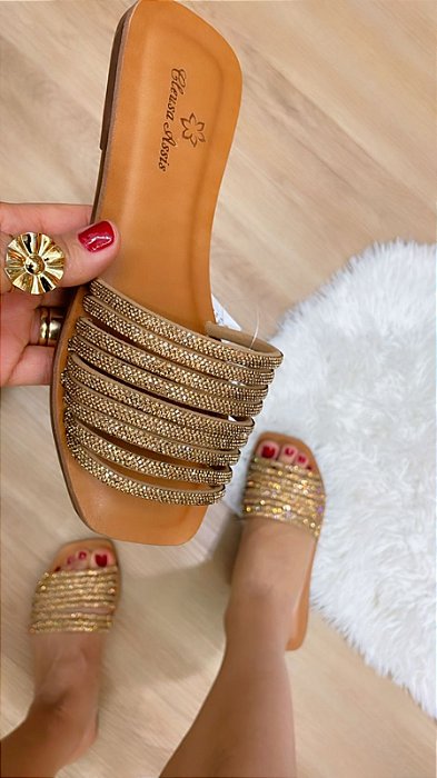 Chinelo Tiras Ouro