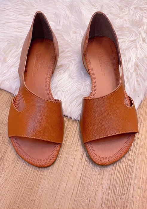 Rasteira Couro Caramelo