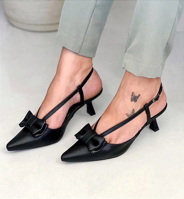 Scarpin Laço Preto