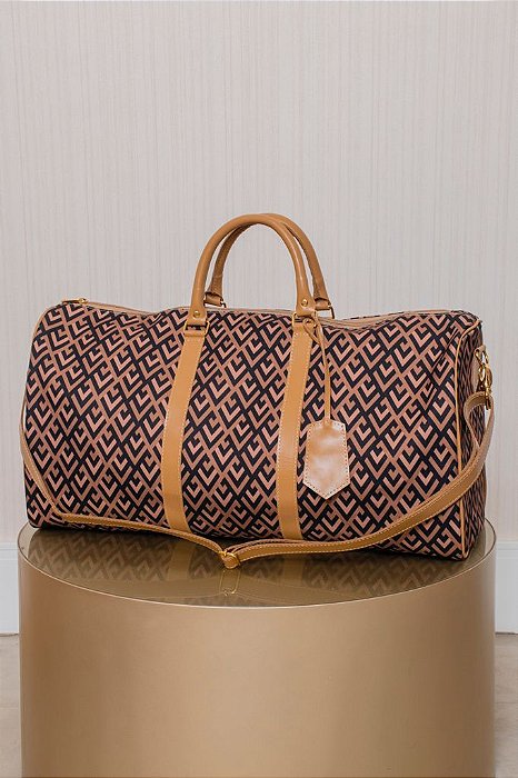Travel Bag Losango Bege e Preto