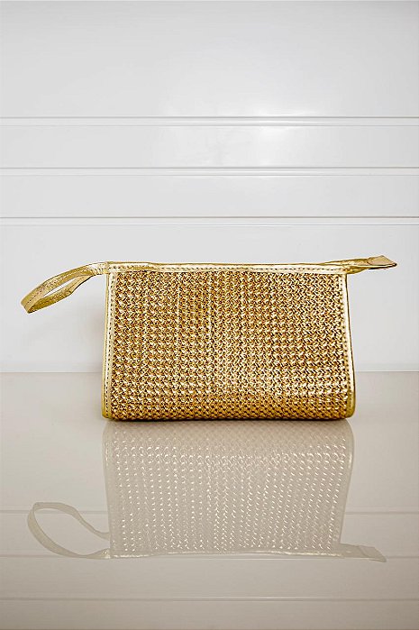Clutch Palha Natural Dourada