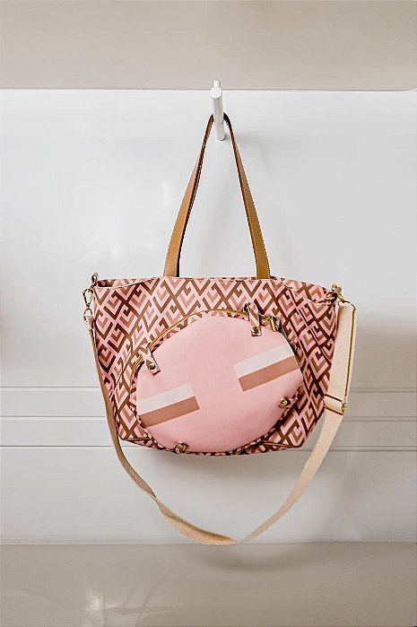 Bag Beach Tennis Losango Rosa e Bege